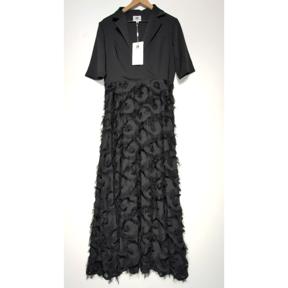 Vicky And Lucas Dresses & Skirts - Vicky and Lucas Black Maxi Dress L NWT Feather Skirt Cocktail Evening Chic Party